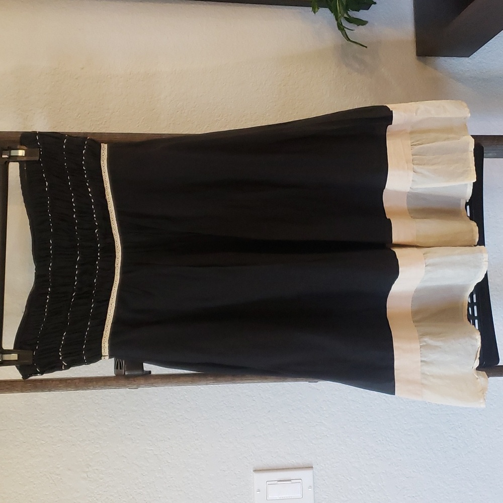 photo - The Limited Strapless Dress Midi Black and Tan Brown - Picture 9 of 17